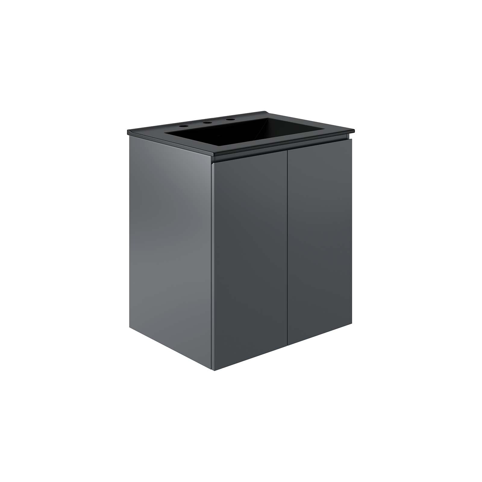 Modway Bryn 24″ Wall-Mount Bathroom Vanity in Gray Black