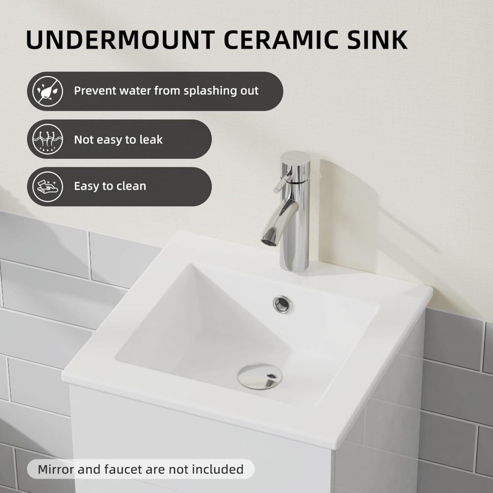 Bathroom Vanity W Single Basin Sink Features White Basin Includes Double Doors