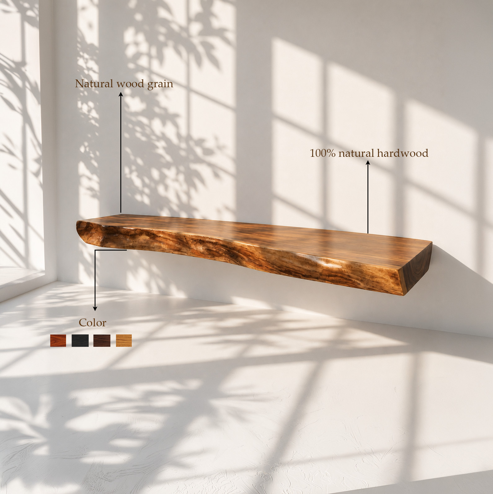 Floating Bathroom Vanity Rustic Solid Wood Live Edge Bathroom Sink Console