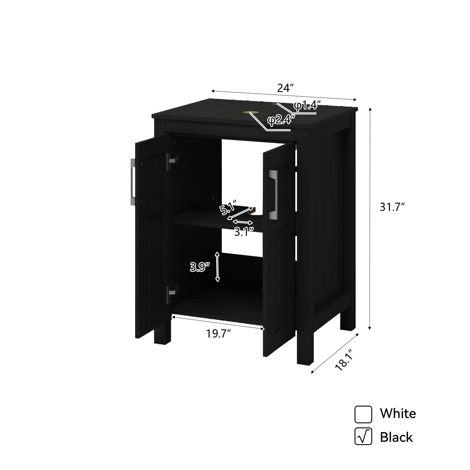24″ Bathroom Vanity Set with Ceramic Vessel Sink | Storage Cabinet & Faucet