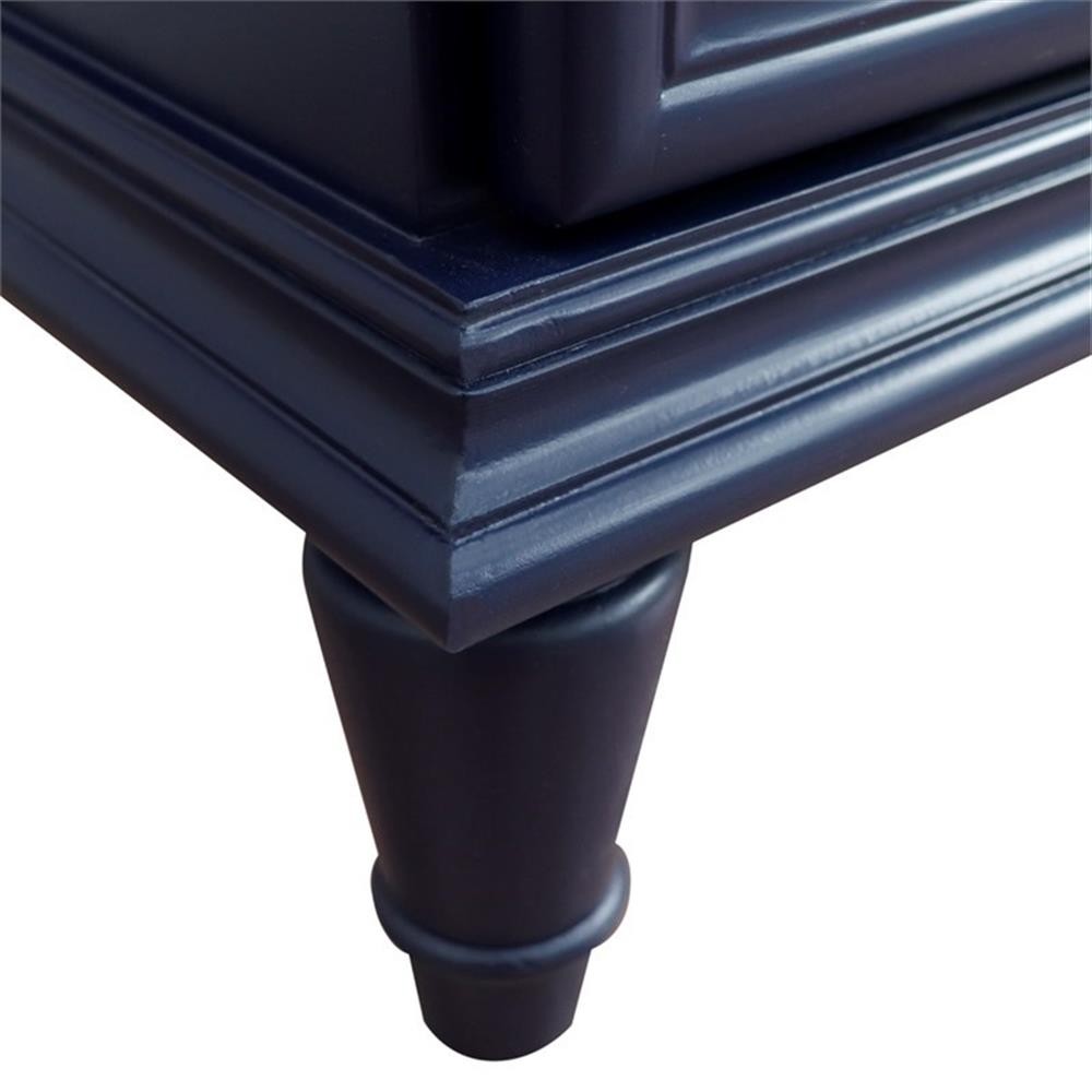 61 in. Single Wooden Vanity Blue White Carrara Marble Rectangle Sink
