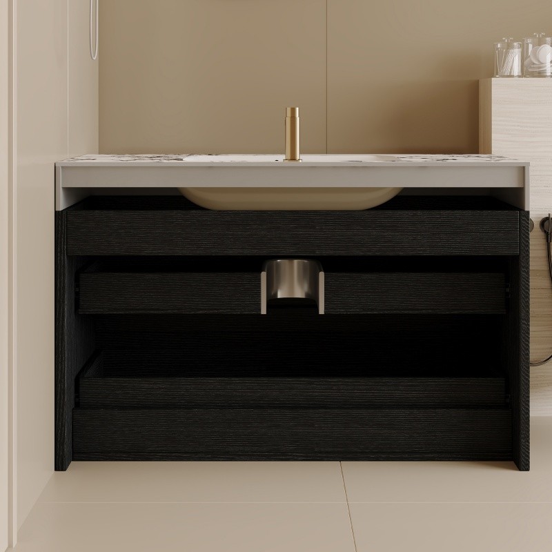 29.9″ Modern Floating Bathroom Vanity with Faux Marble Top and Ceramic Sink