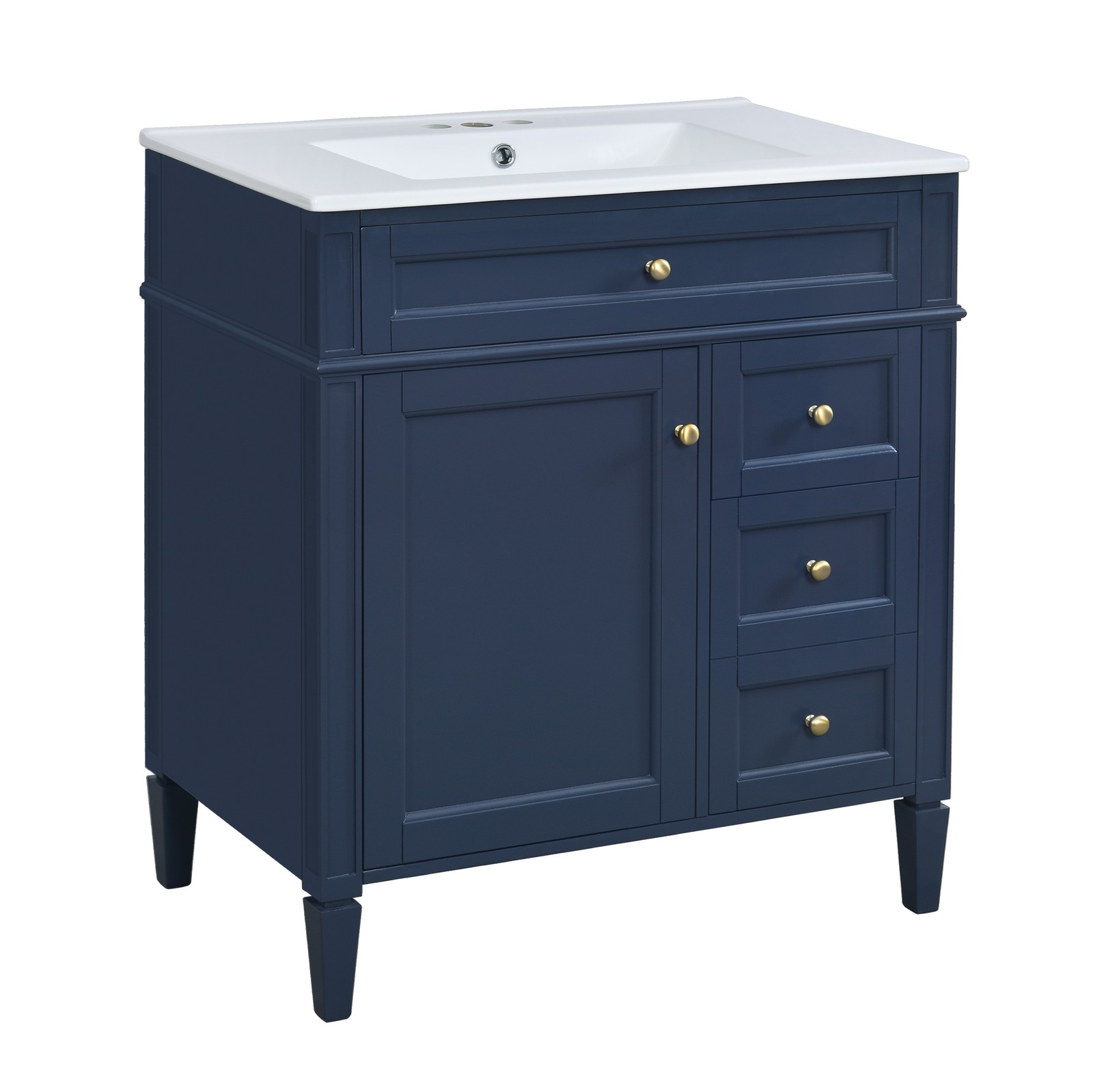 30″ Bathroom Vanity with Sink, 2 Drawers & Tip-Out Drawer, Blue
