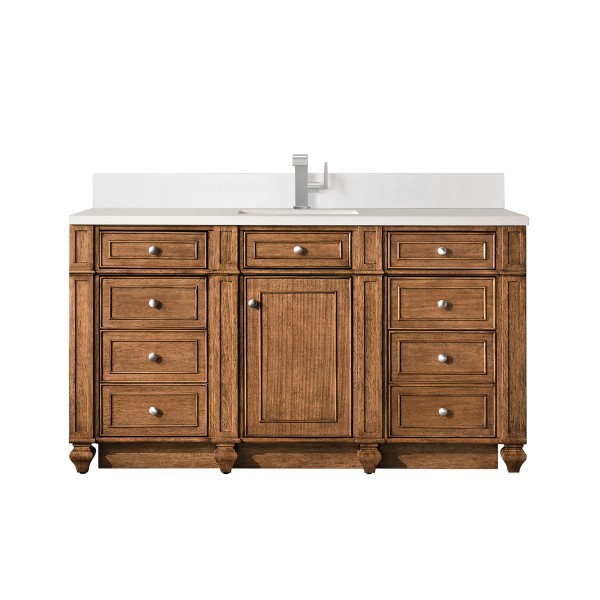 60in James Martin Bristol 157-V60S-SBR-1WZ White Zeus Silestone Single Vanity