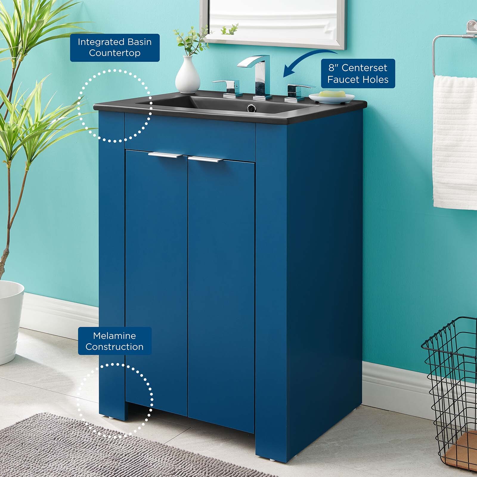Modway Maybelle 24″ Bathroom Vanity In Navy Black