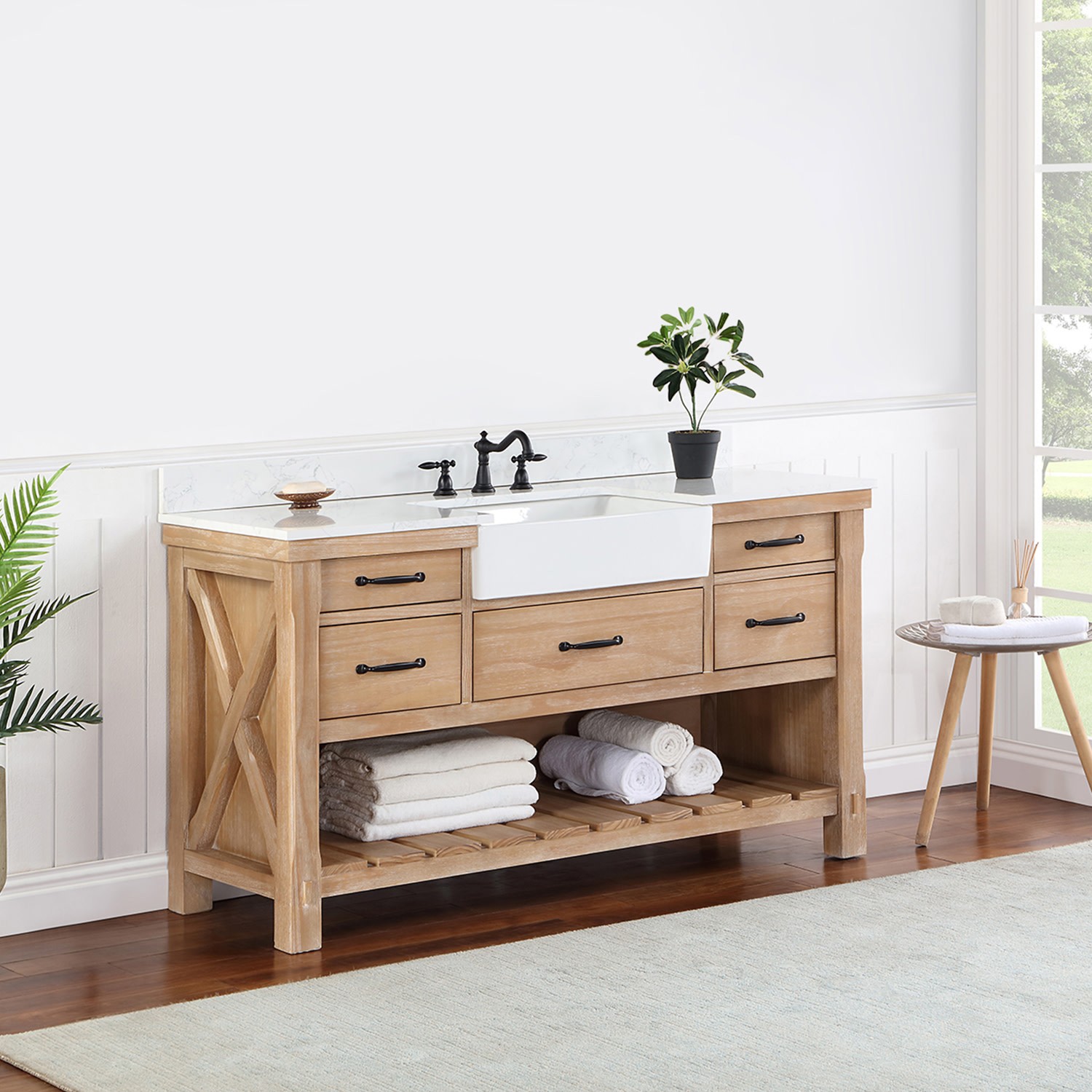 Miseno MV-NM-701660 Villareal 60″ – Weathered Pine / White