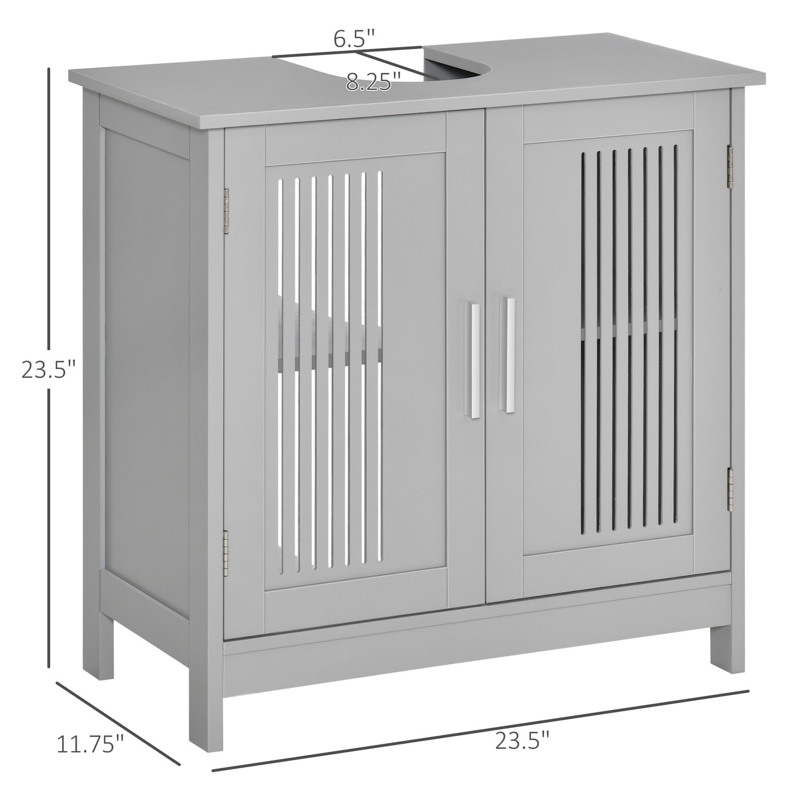 Bathroom Under Sink Cabinet Vanity Unit w/ Shelves, Grey, Used