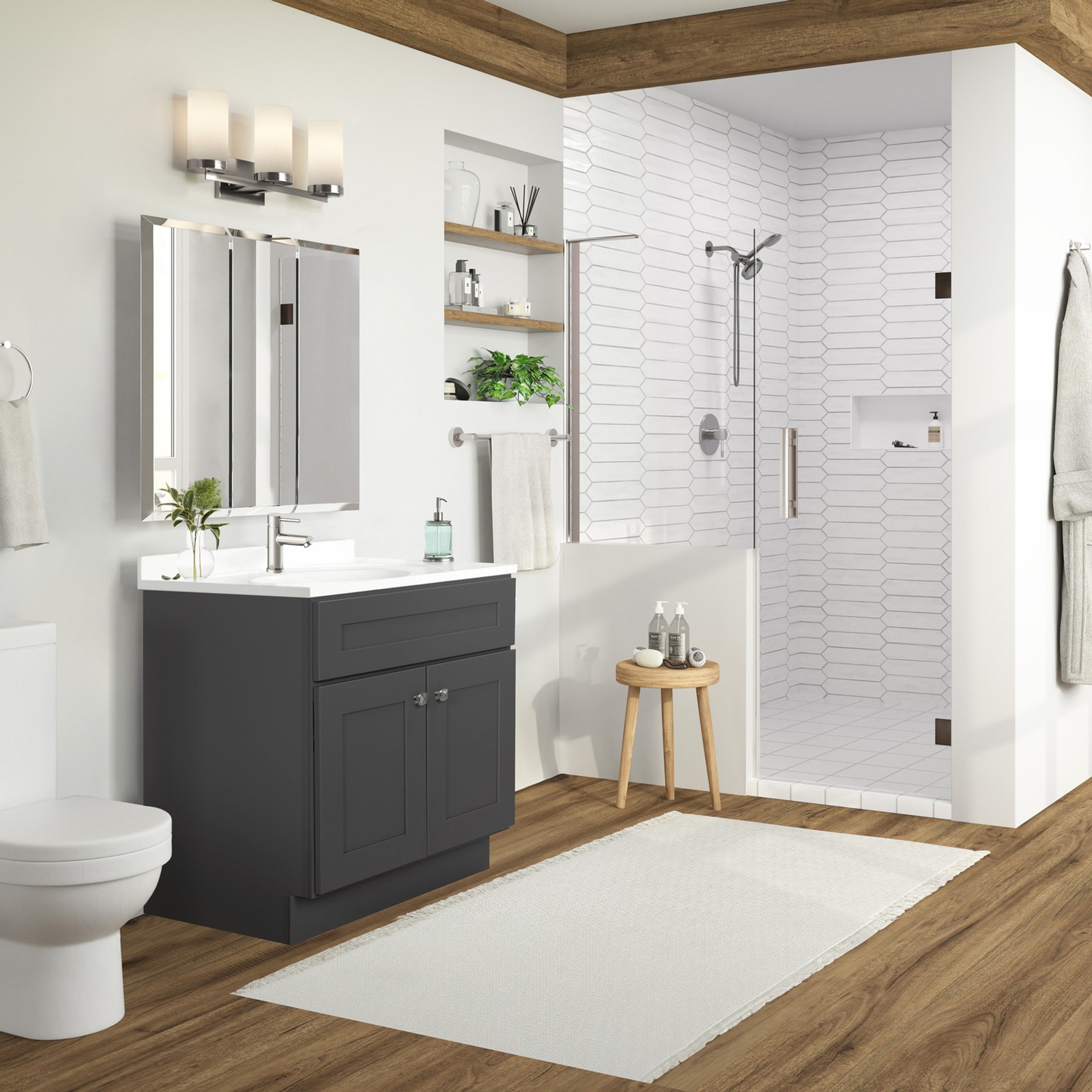 Brookings Bath Vanity Assembled 31×22 – Urbane Bronze Base and Single Hole Top