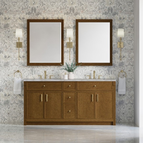72″ James Martin Bellshire 660-V72-HNO-3VSL Double Vanity Cabinet Silver Top