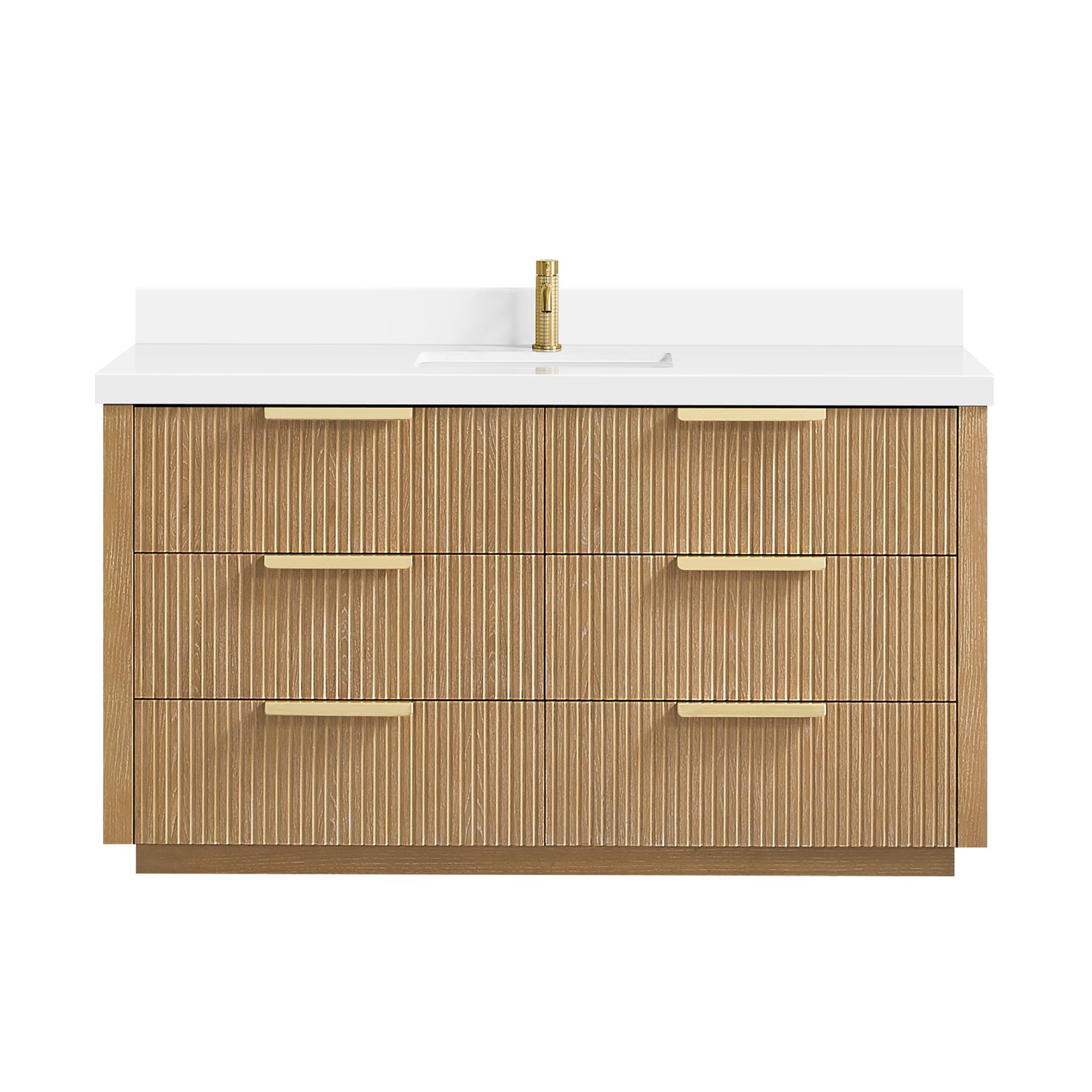 Santarem 60″ Single Bath Vanity in Washed Ash Grey with White Quartz Stone Top