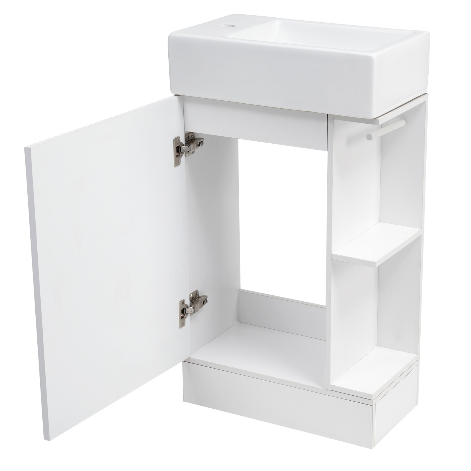 Wooden 18.6″ Bathroom Vanity Cabinet with Ceramic Sink Storage Shelf Tissue Rack