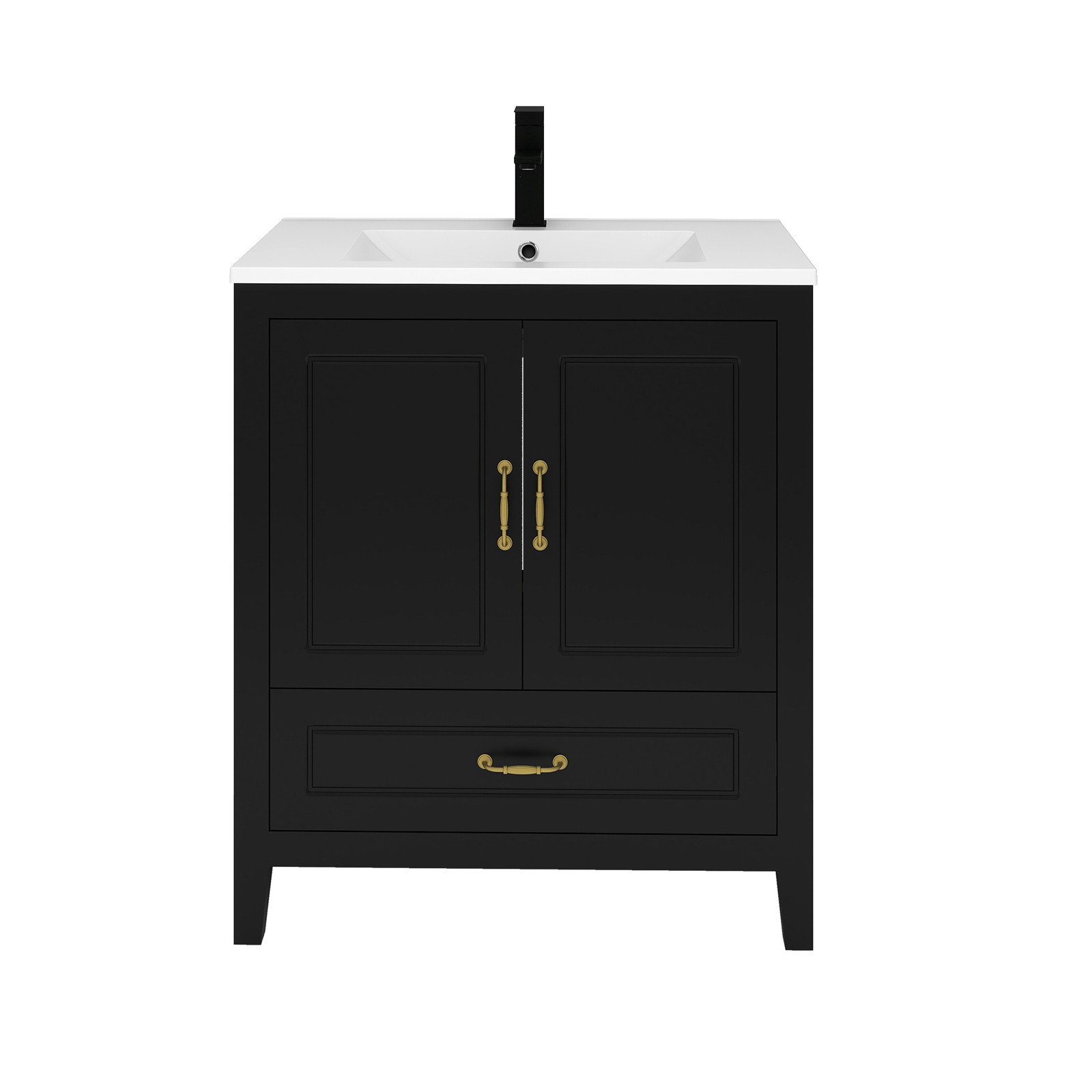 30″ Bathroom Vanity with Ceramic Sink Soft-Close 2 Doors 1 Drawer Faucet Modern