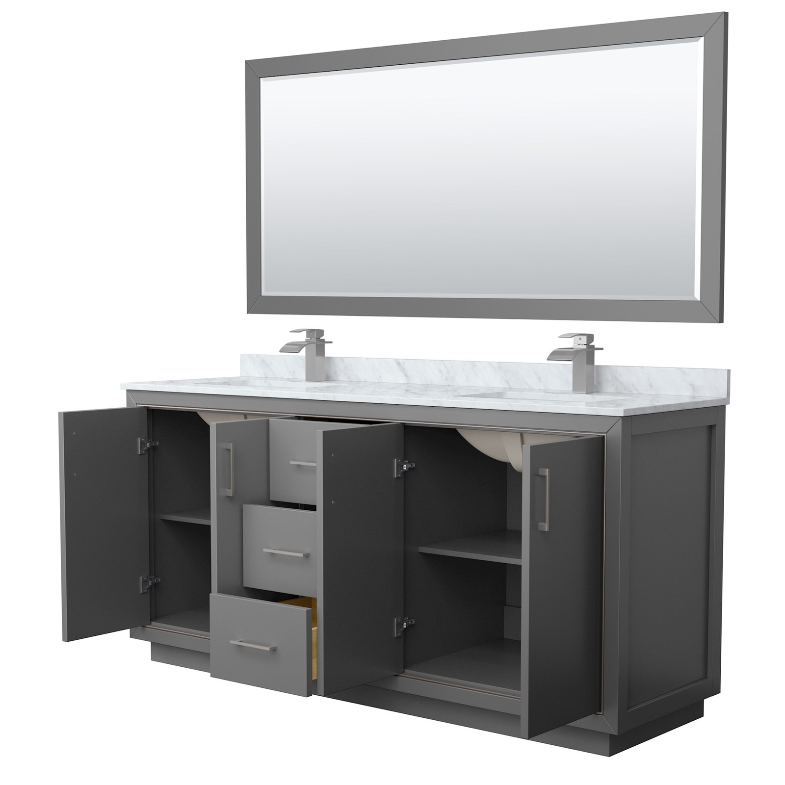 Wyndham Collection WCF1111-72D-NAT-M70 Icon 72″ – Dark Blue / Brushed Nickel