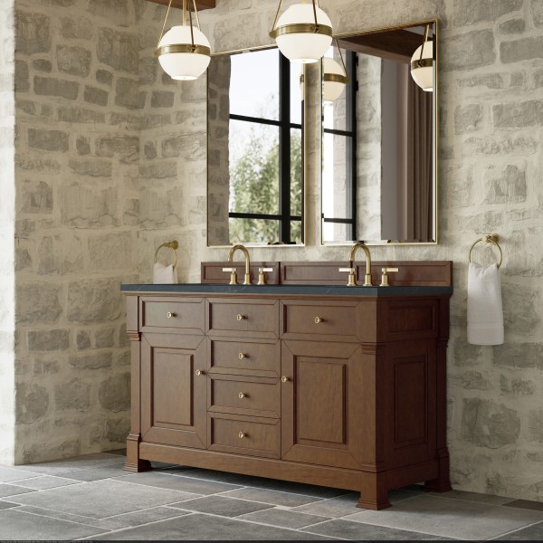 60″ James Martin Brookfield 547-V60D-HNO-3CSP Double Vanity Cabinet Charcoal Top
