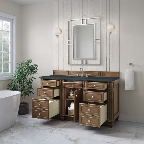 60″ James Martin Bristol 157-V60S-SBR-3CSP Vanity Cabinet Charcoal Soapstone Top