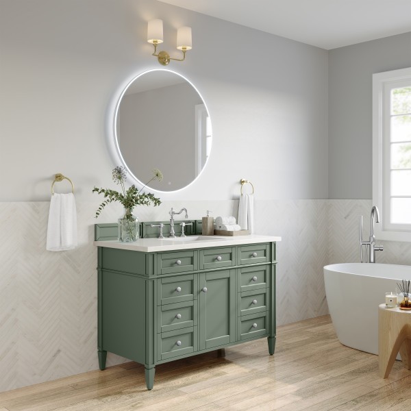 48″ James Martin Brittany 650-V48-SC-3WZ Vanity Cabinet White Zeus Top