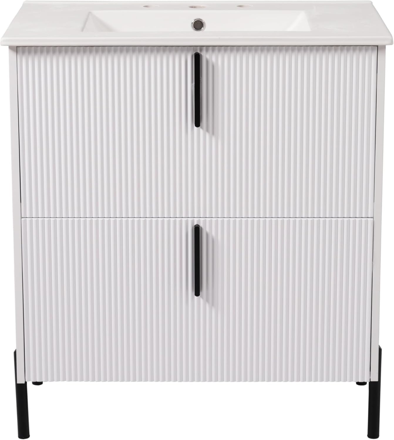 30 in.Bathroom Vanity with Fluted Design Vanity with Sink Suit For Any Bathroom