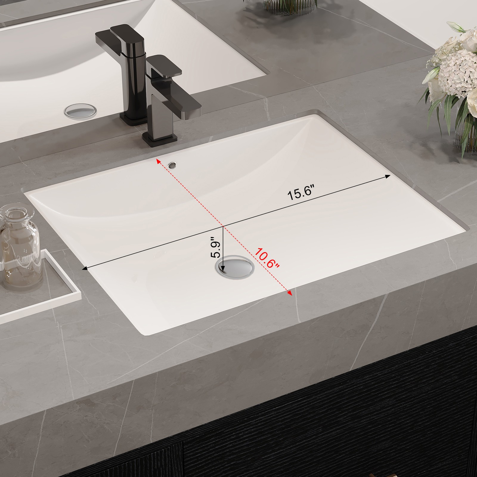 Floating Bathroom Vanity w/Faux Marble Top,Ceramic Sink, Wood Storage Cabinets