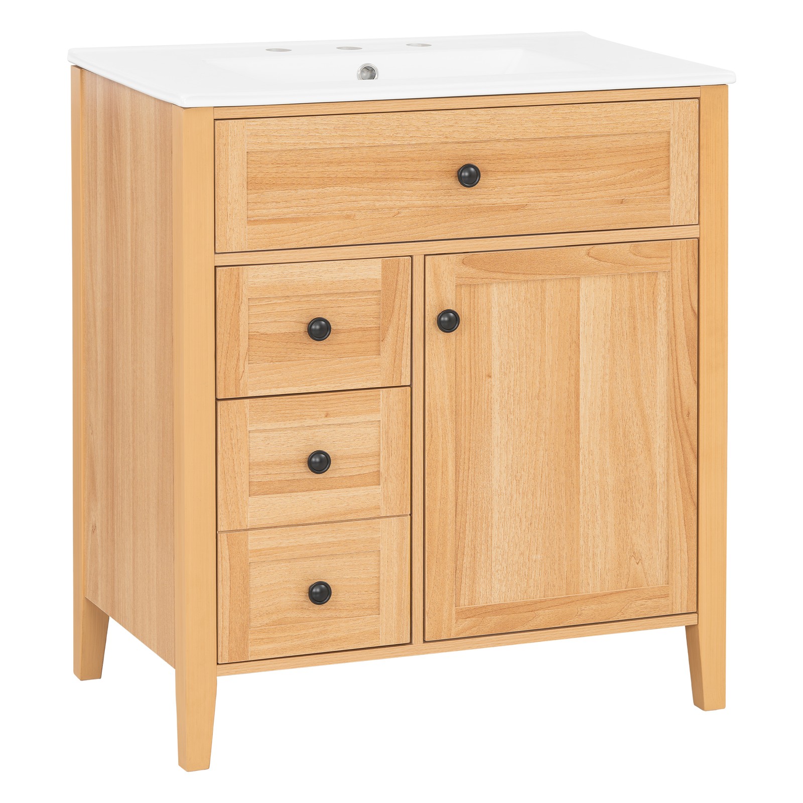 30″ Bathroom Vanity with Sink, 3 Drawers, Freestanding Vanity Storage Cabinet