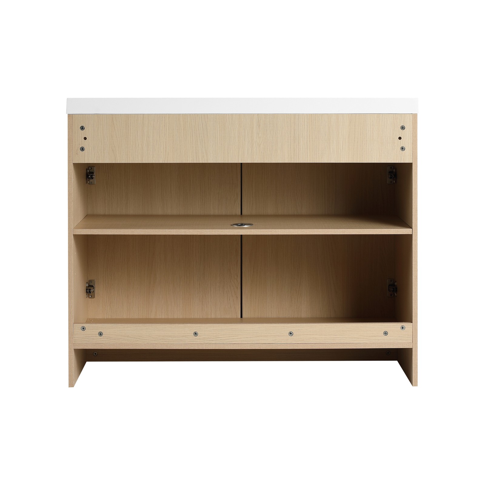 42 Inch Plywood Freestanding Bathroom Vanity Cabinet 2 Doors With Resin Sink Oak