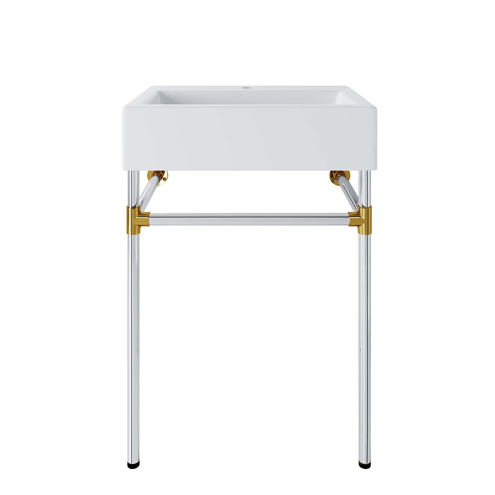 Modway Redeem 24″ Wall-Mount Silver Stainless Steel Bathroom Vanity