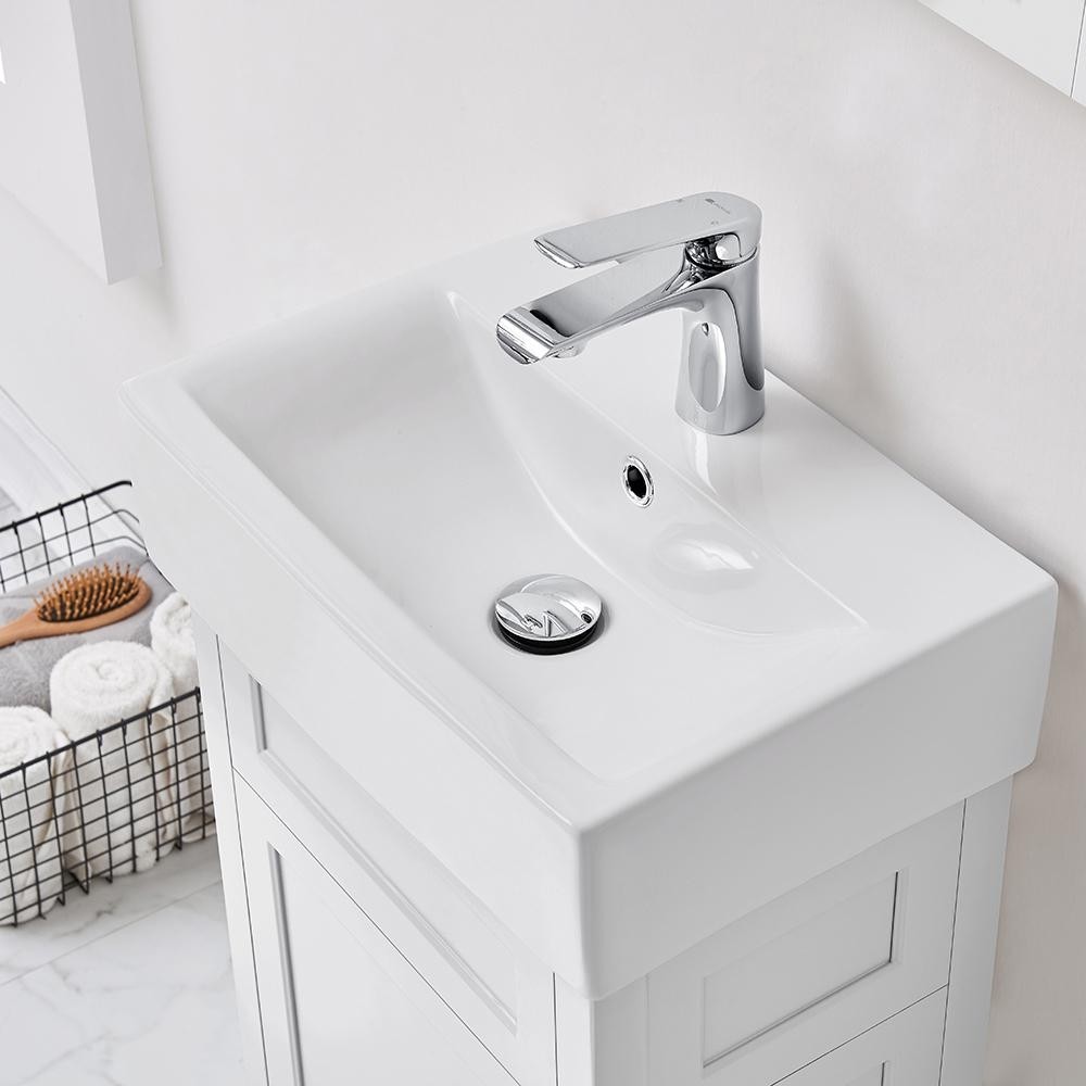 Bath Vanity 18 in. W x 12 in. D White Ceramic Vanity Top w/ Basin Door Drawer