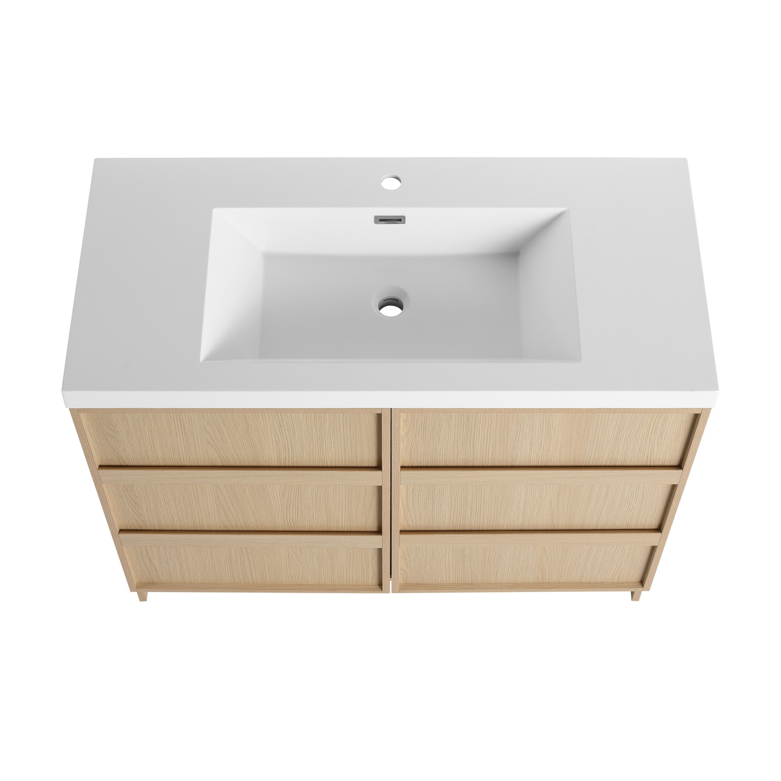 42 Inch Plywood Freestanding Bathroom Vanity Cabinet 2 Doors With Resin Sink Oak