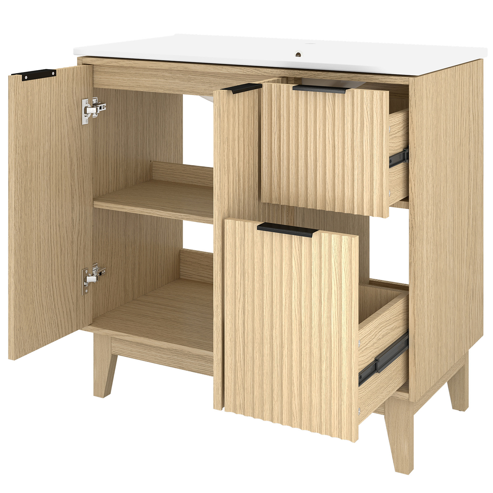 36-Inch Light Oak Vanity, Sink with Soft-Close Doors for Modern Bathroom