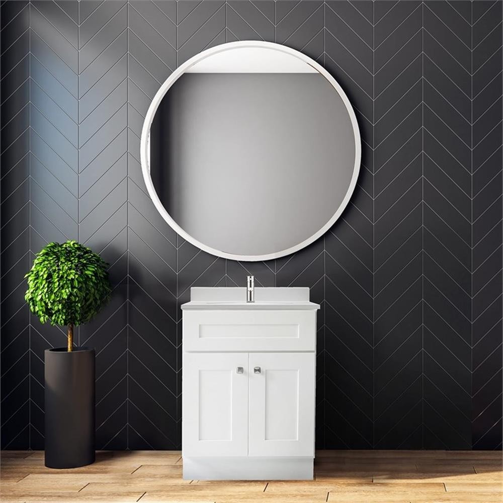 Bowery Hill 25″ Bathroom Vanity with Marble Top Assembled in White