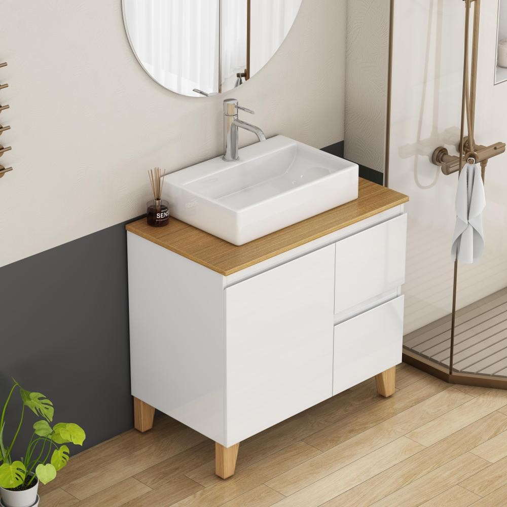 Bathroom Vanity W Sink Features 1 Door A 2 Drawers Includes Soft-Close Mechanism