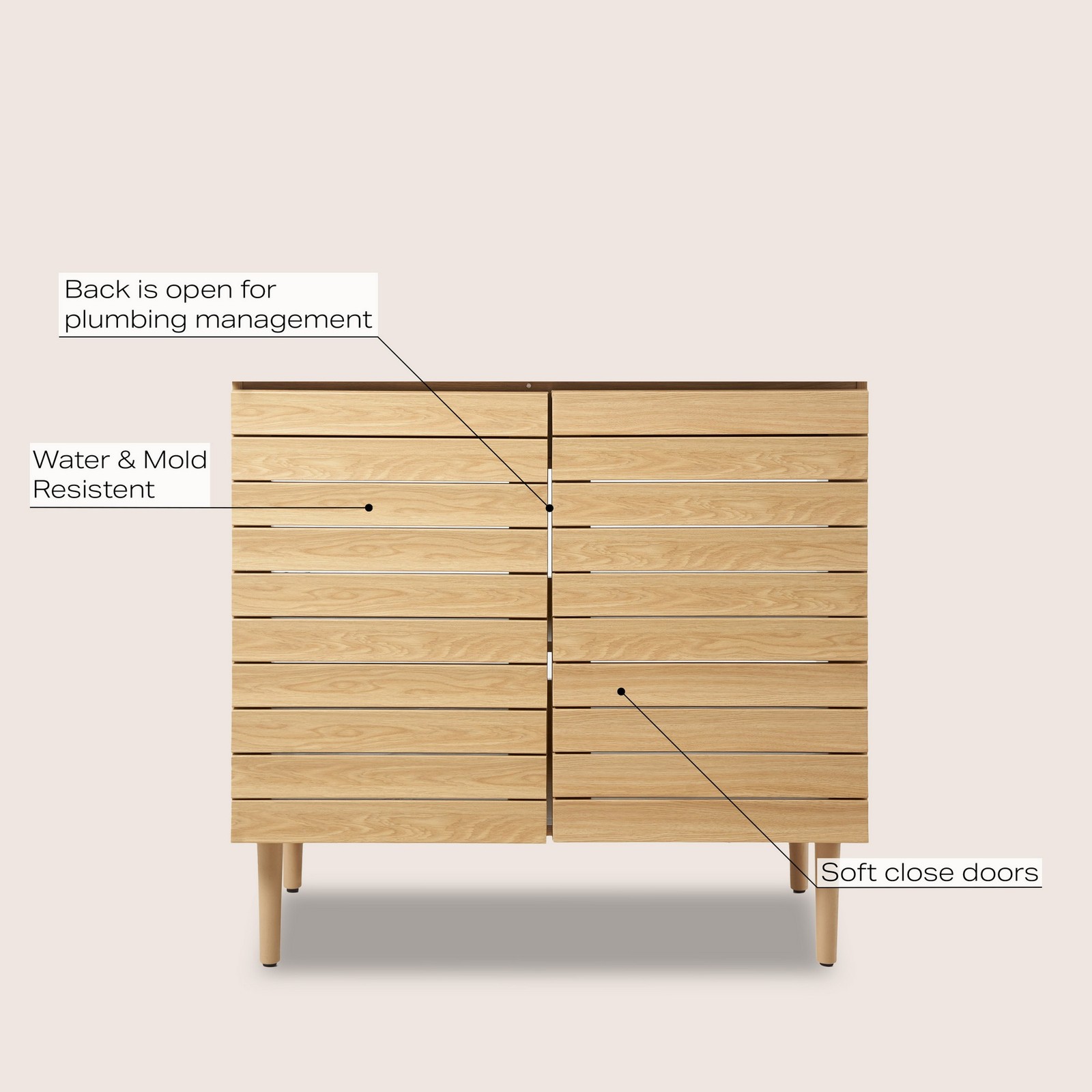Aubert 36 in. W x 18 in. D x 33 in. H Thick Linear Slat Modern Farmhouse 2-Shelf