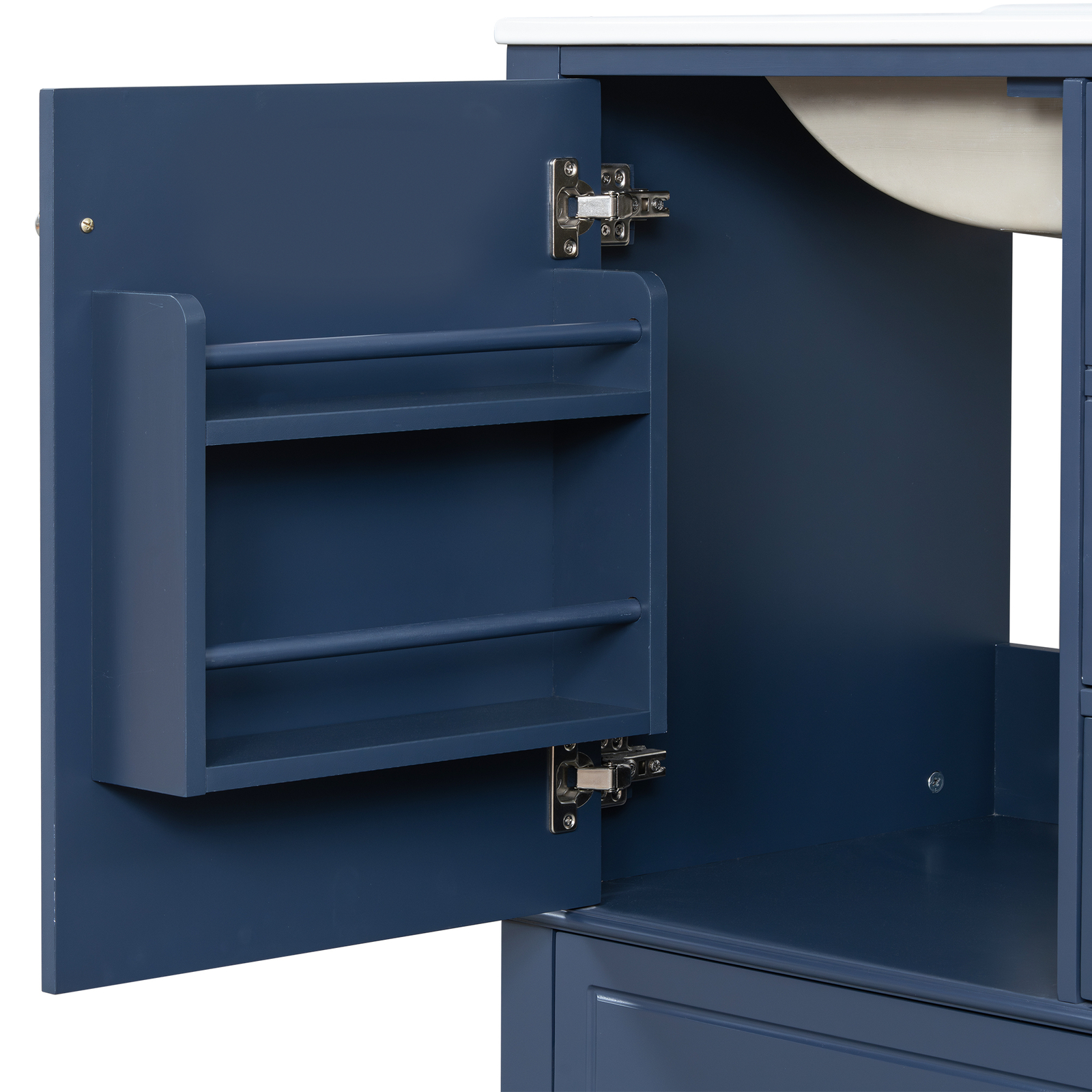30″ Bathroom Vanity w/Ceramic Sink Freestanding Solid Wood Storage Cabinet Shelf