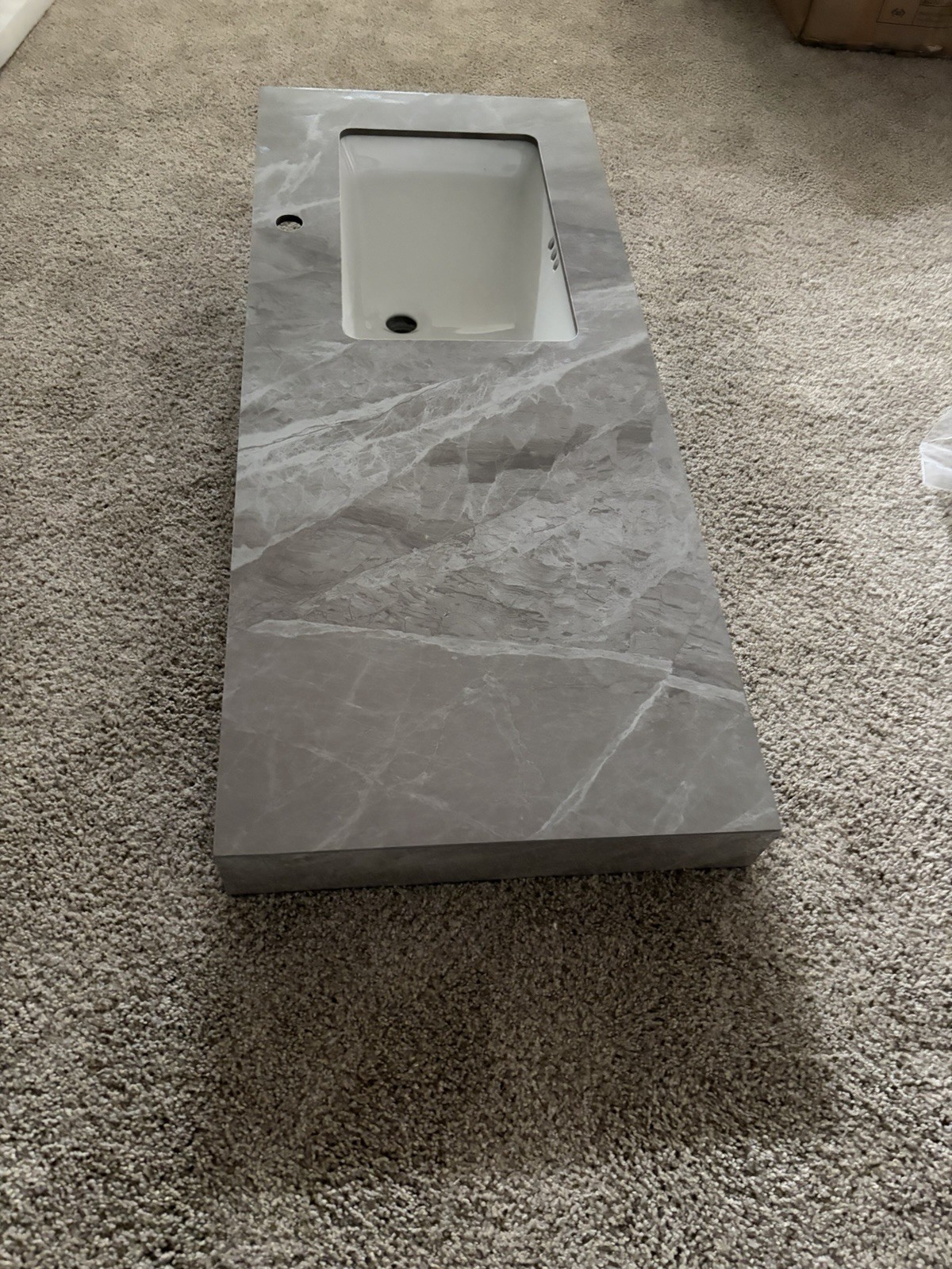 46.7” Bathroom countertop Integrated Ceramic Sink Gray Marble Look Countertop