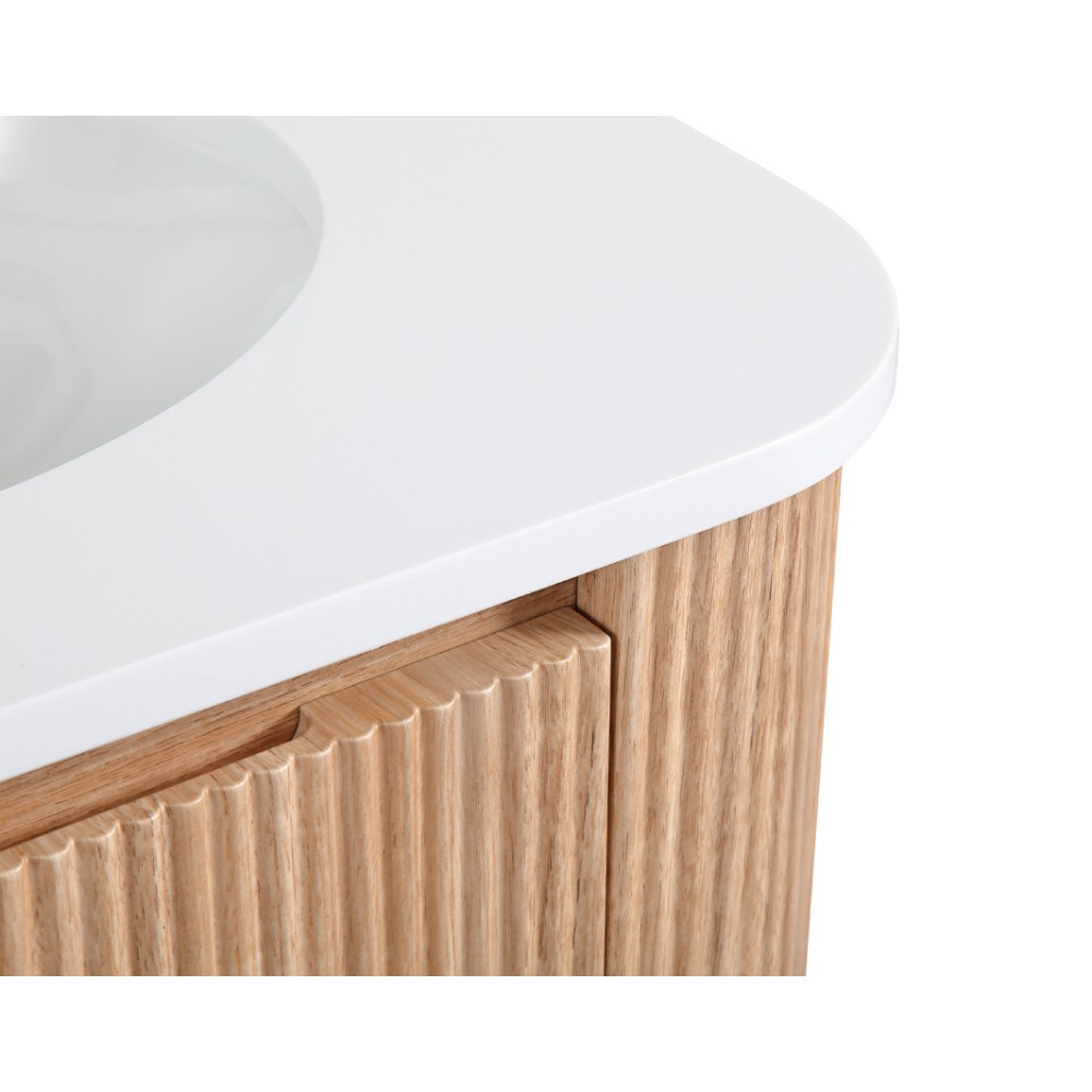24 Inch Wall Mounted Bathroom Vanity with Sink Curved Design Wave Texture