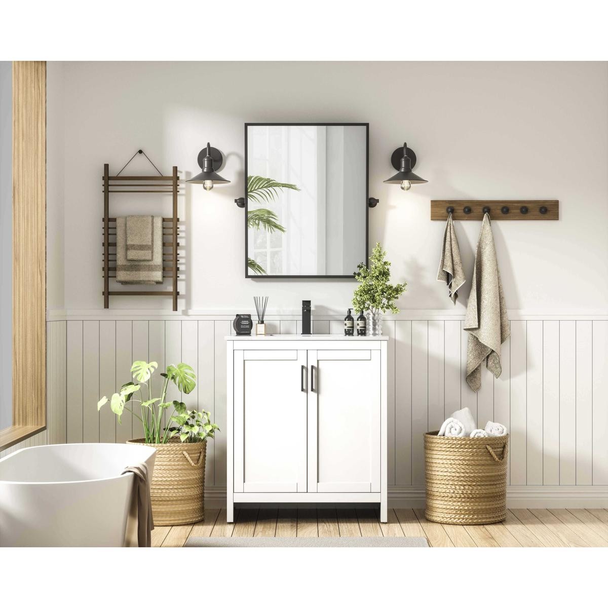 Elegant Lighting VF25130MWH Finnley 30 X 34 inch White Bathroom Vanity Cabinet