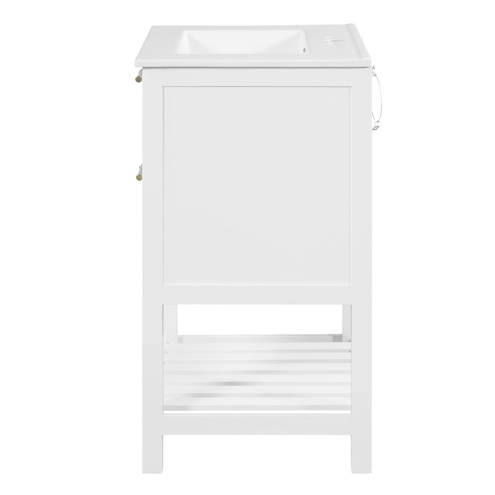 24″ White Bathroom Vanity with Ceramic Sink and 2 Drawers