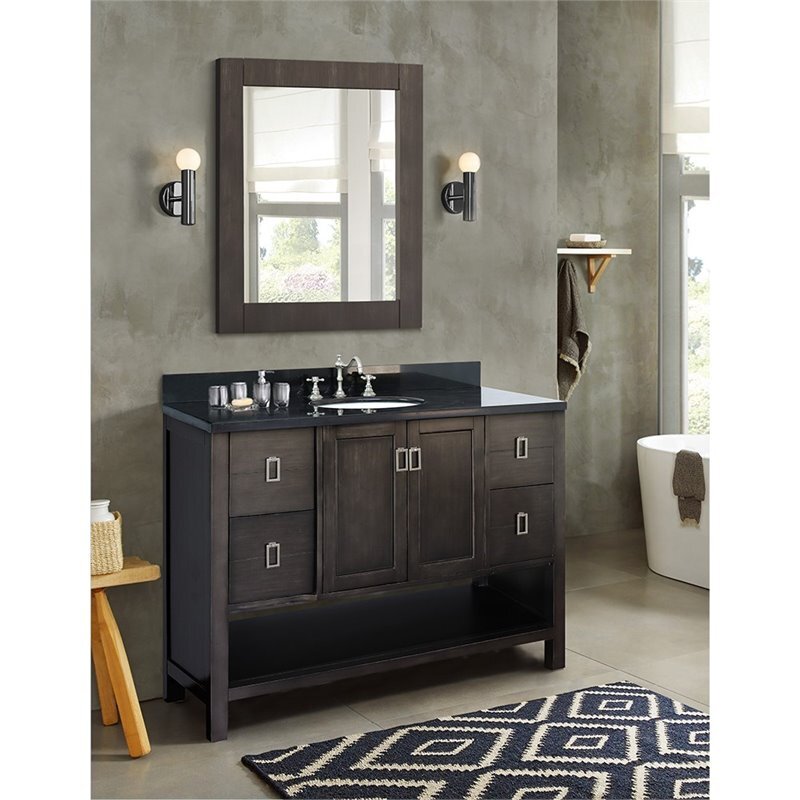 Monterey 49″ Oval Sink Solid Wood Vanity in Silvery Brown/Black Galaxy