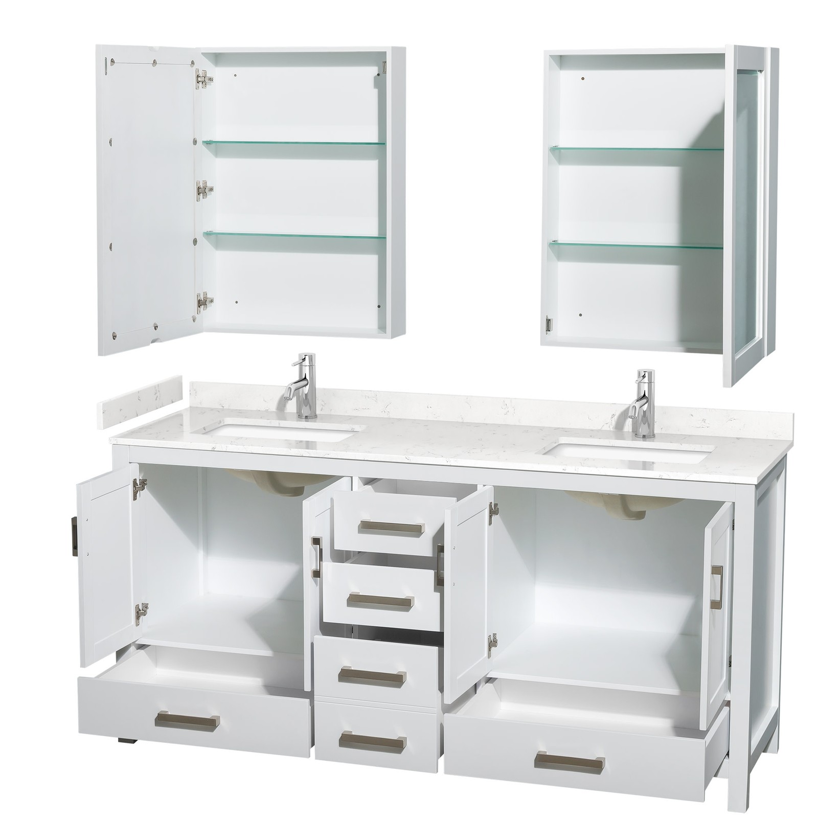 Wyndham Collection WCS141472D-VCA-MED Sheffield 72″ – White / Carrara Cultured