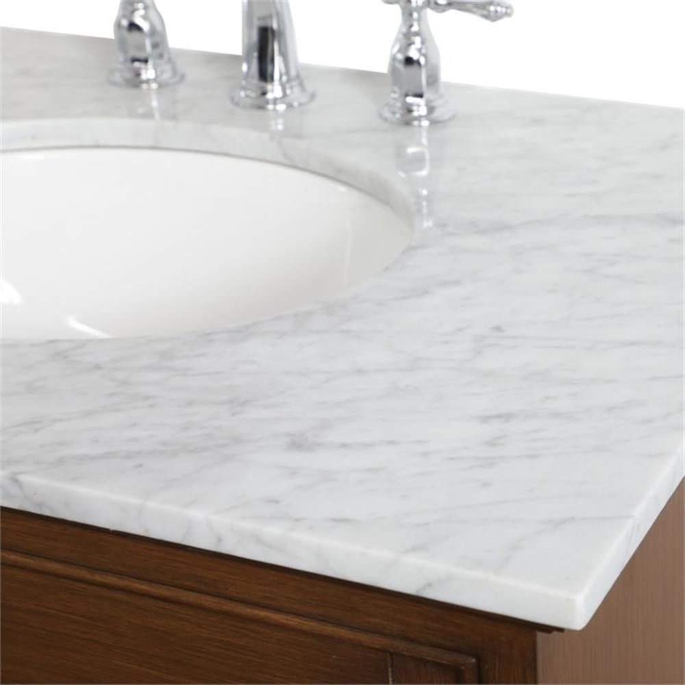 Elegant Decor Aaron 32″ Single Marble Top Bathroom Vanity in Teak
