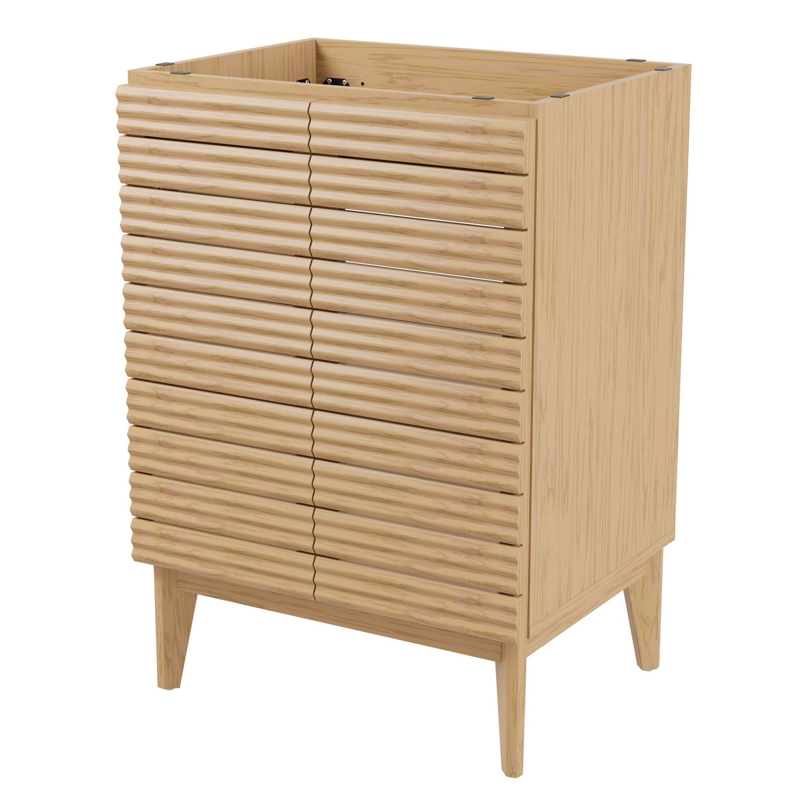 Calandre 24 in. W x 18 in. D x 33 in. H Thin Linear Slat Modern Farmhouse 2-Shel