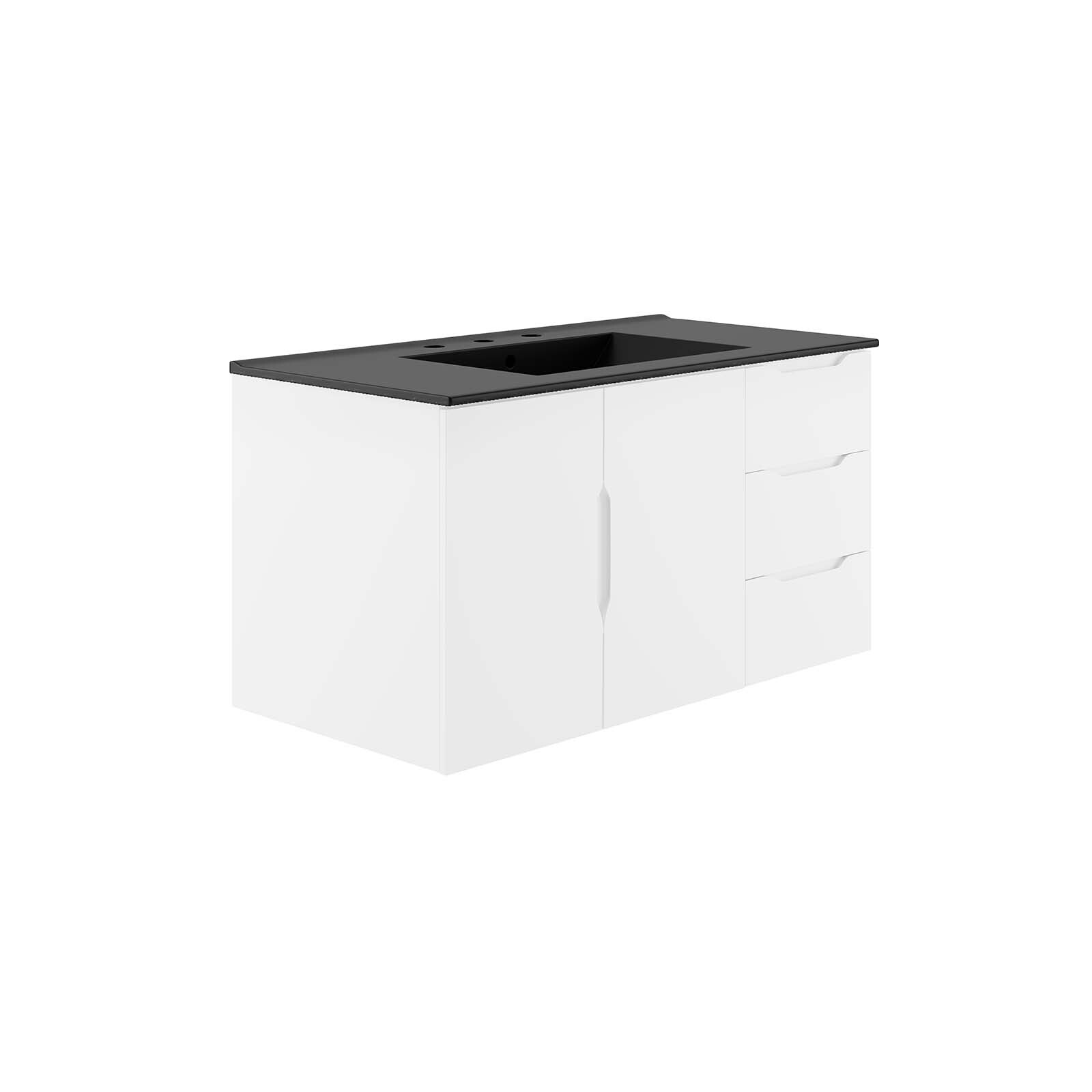 Modway Vitality 36″ Wall-Mount Bathroom Vanity in White Black