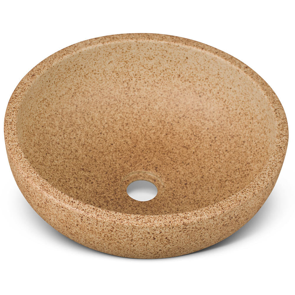US Seller – 16in Beige Textured Oriental Porcelain Basin