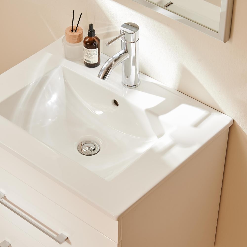32-Inch White Ceramic Bathroom Sink, Fits 32-Inch Vanity,Pre-Drilled Faucet Hole