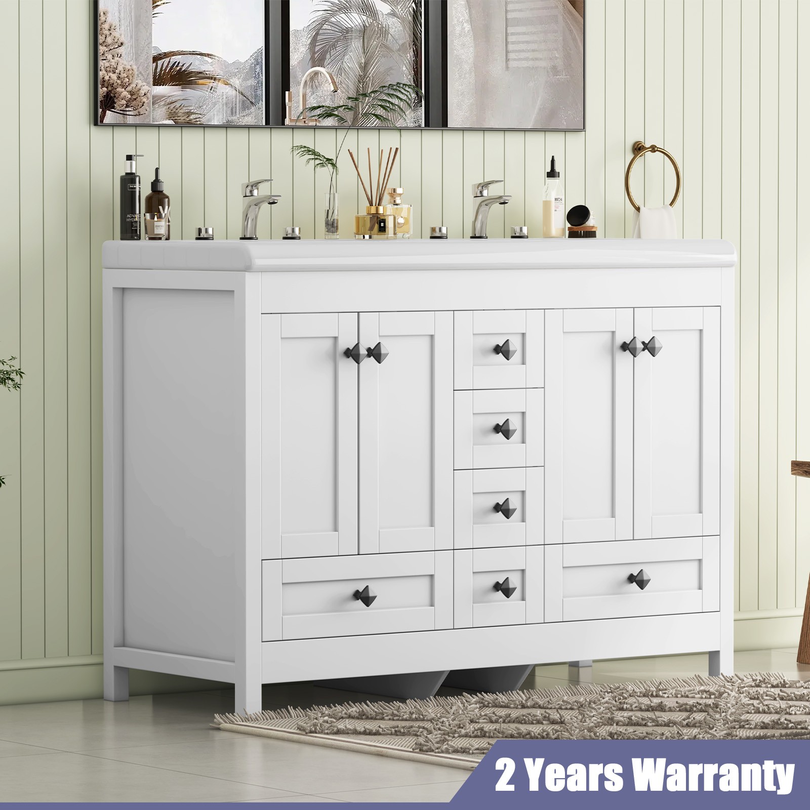47inch Bathroom Vanity Bathroom Storage Cabinet With Double Ceramic Sink