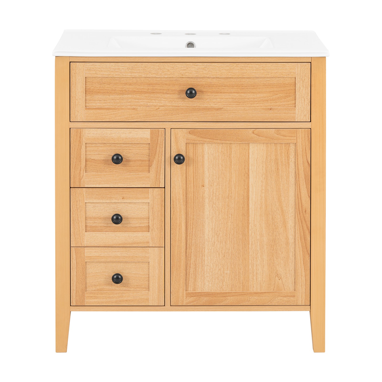 30″ Bathroom Vanity with Sink, 3 Drawers, Freestanding Vanity Storage Cabinet