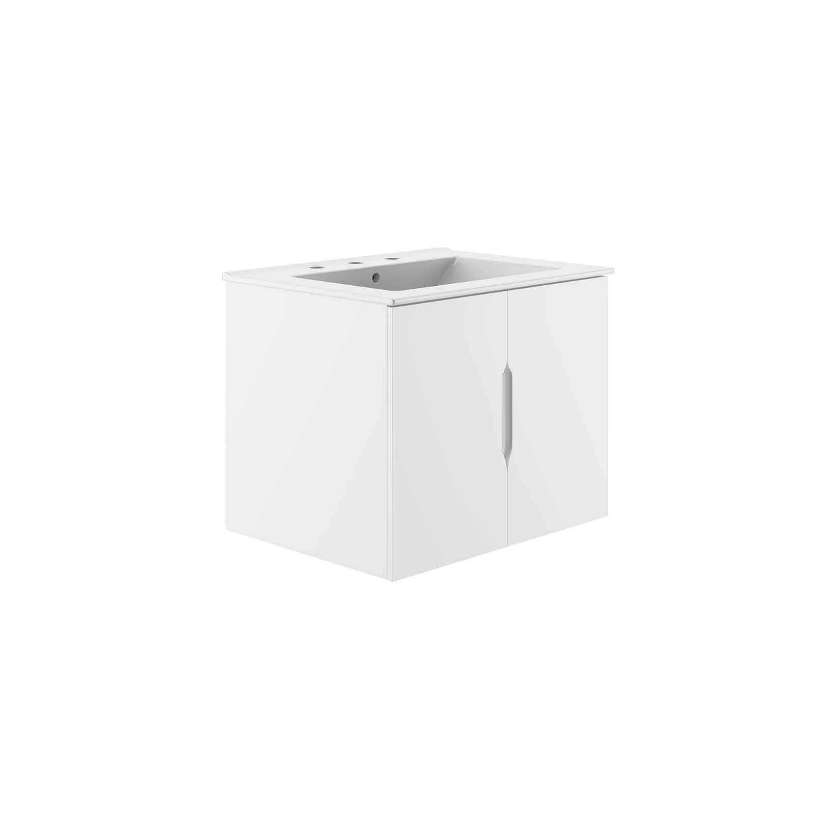 Modway Vitality 24″ Wall-Mount Bathroom Vanity in White White