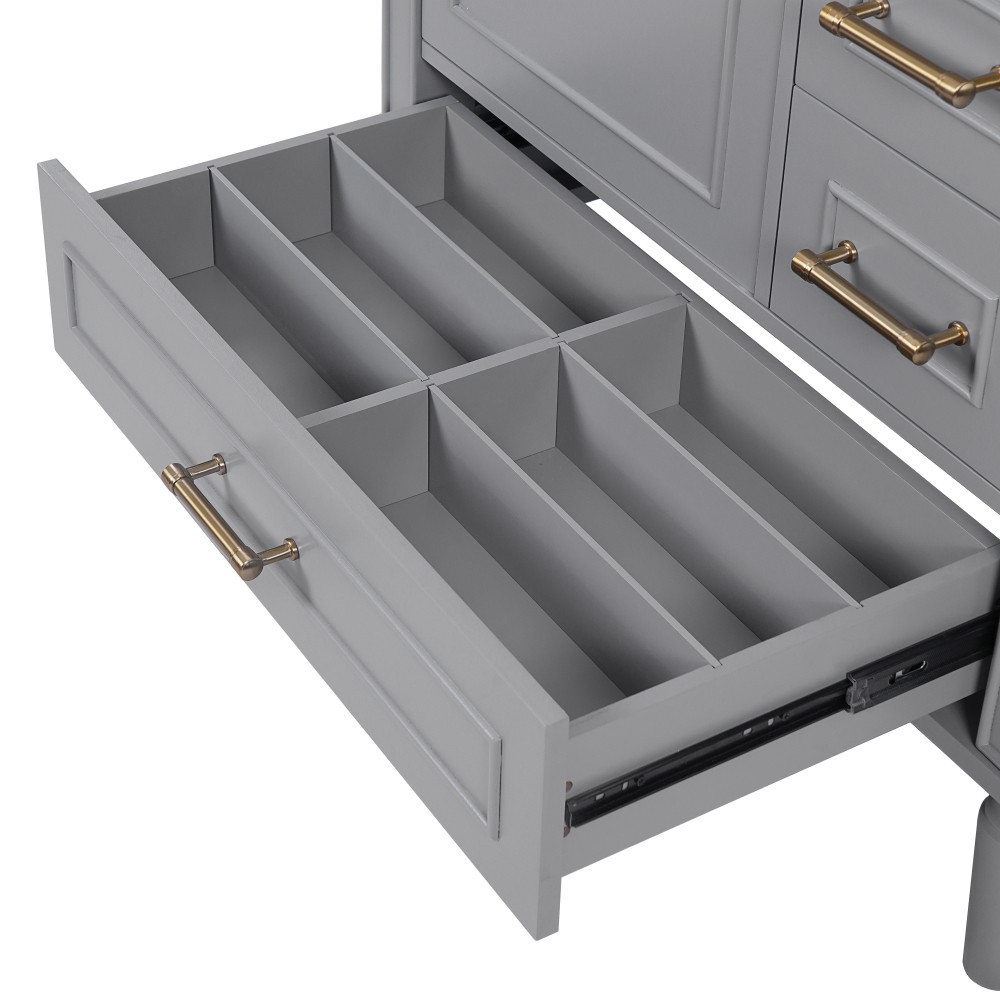 30″ Wood Bathroom Vanity Ceramic Sink Soft Close Door 3 Drawers Storage Cabinet