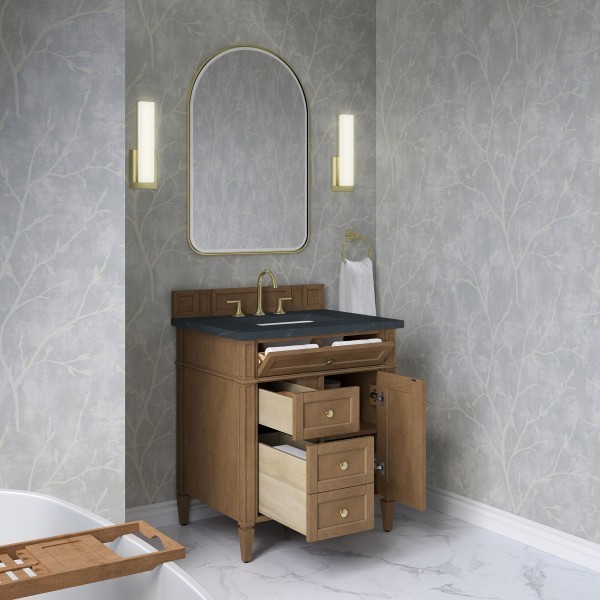 30″ James Martin Brittany 655-V30-PCN-3CSP Vanity Cabinet Charcoal Soapstone Top