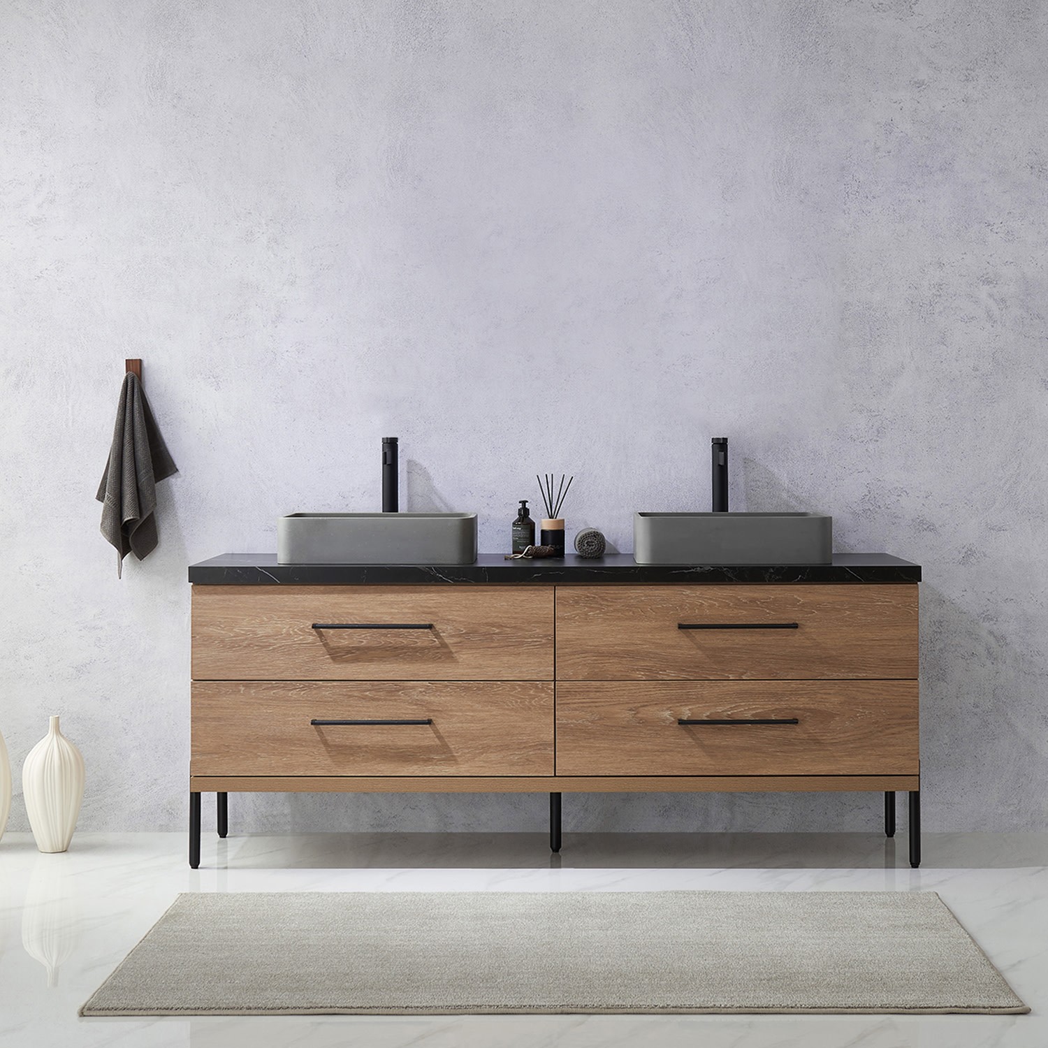 Miseno MV-NM-705172S Trento 72″ – North American Oak / Black