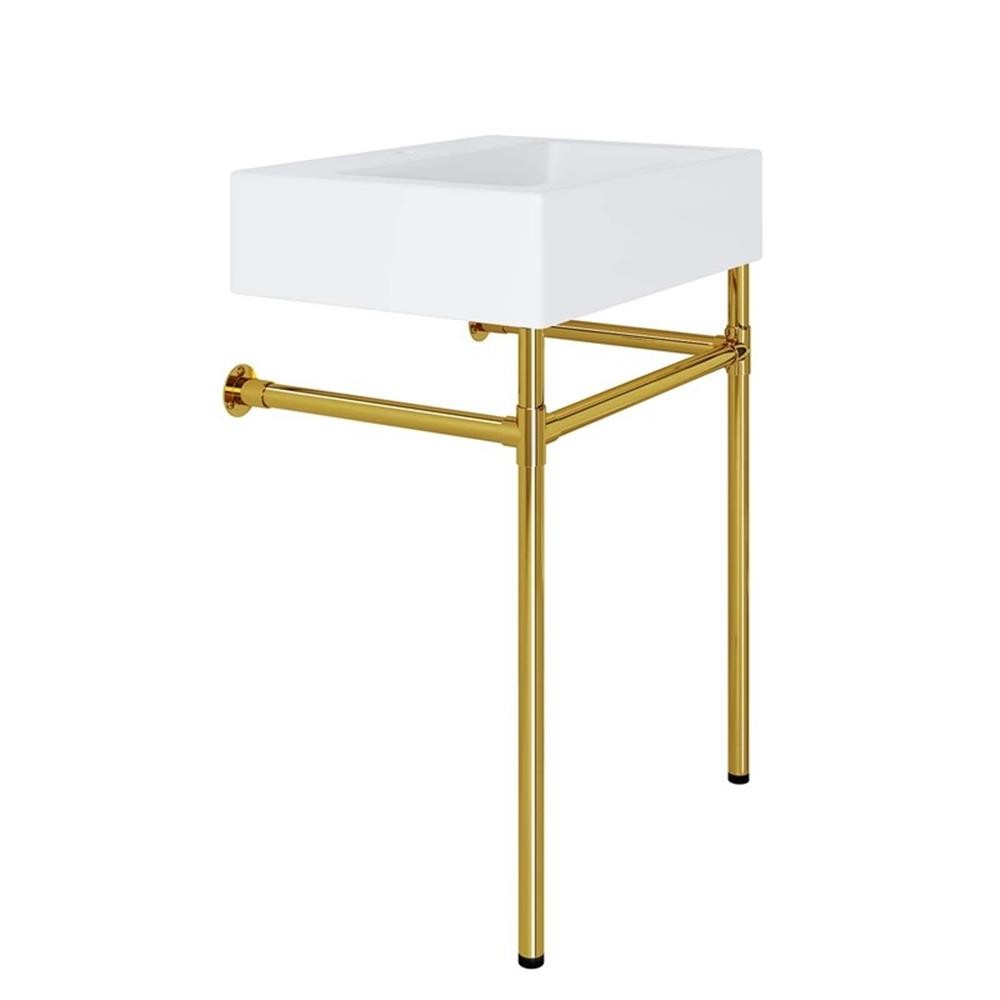 Modway Redeem 24″Wall-Mount Stainless Steel Bathroom Vanity in Gold/White